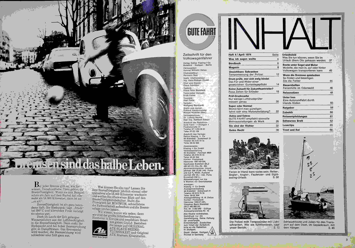 Inhaltsverzeichnis Gute Fahrt 04/1974