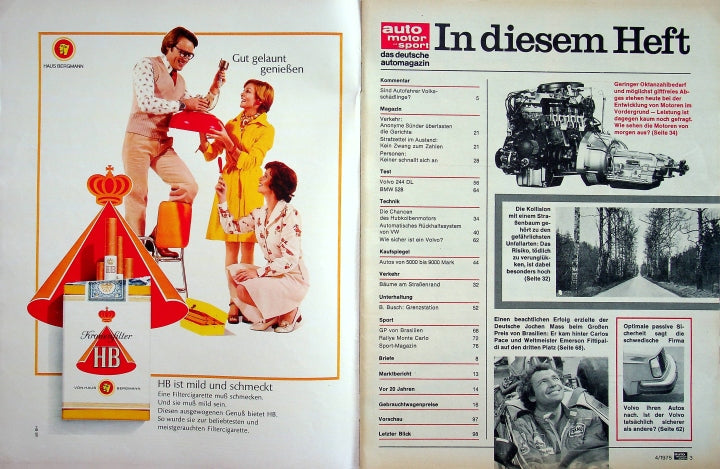 Inhaltsverzeichnis Auto Motor und Sport 04/1975