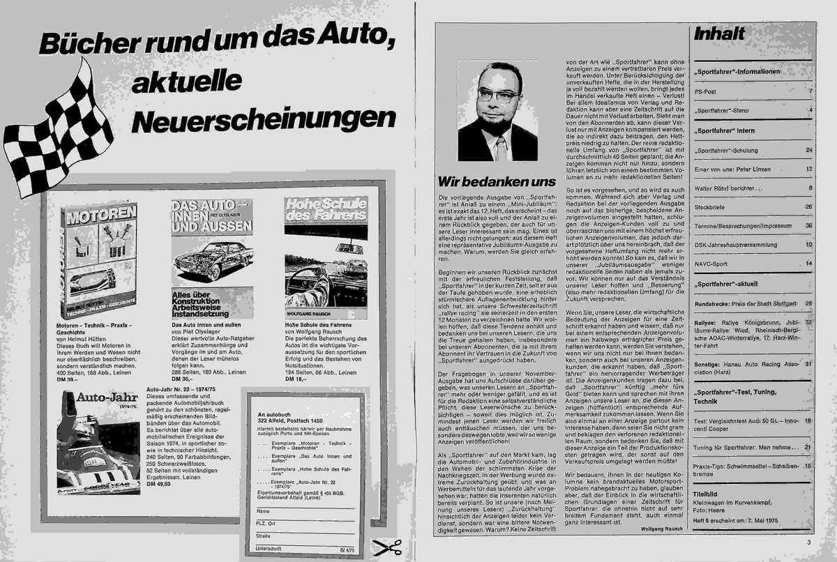 Inhaltsverzeichnis Sport Fahrer 04/1975