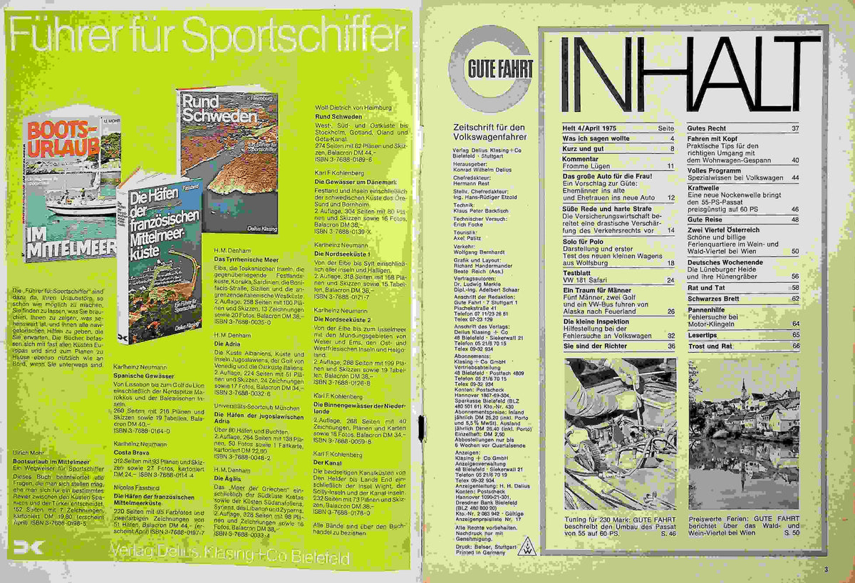 Inhaltsverzeichnis Gute Fahrt 04/1975
