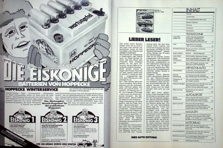Inhaltsverzeichnis Autozeitung 04/1975