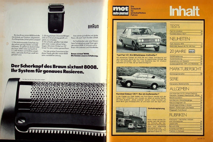 Inhaltsverzeichnis MOT 04/1975