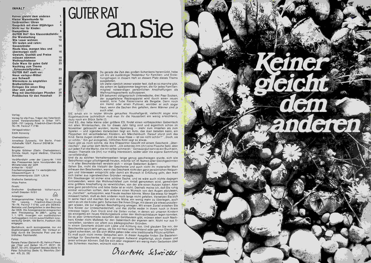Inhaltsverzeichnis Guter Rat 04/1976