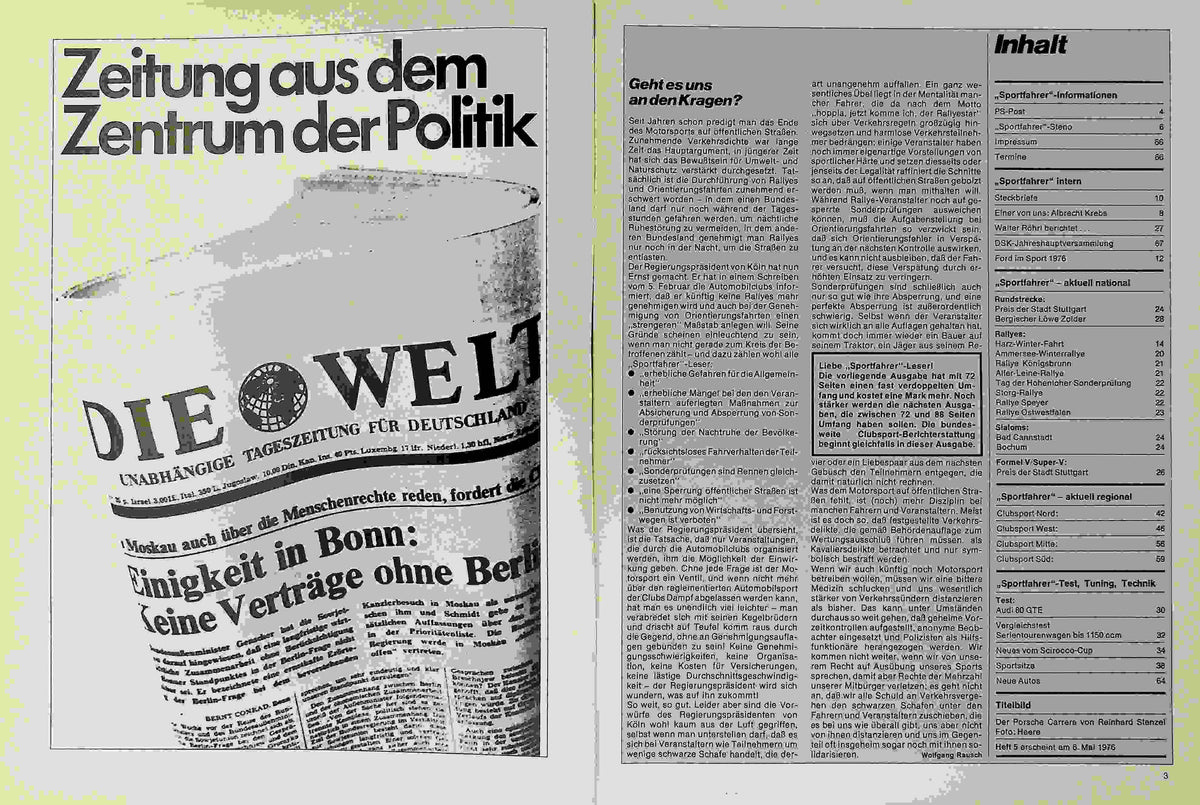 Inhaltsverzeichnis Sport Fahrer 04/1976