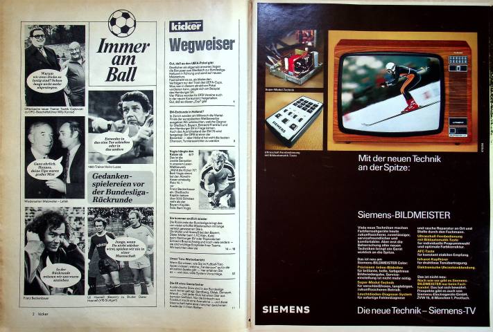 Inhaltsverzeichnis Kicker 04/1976