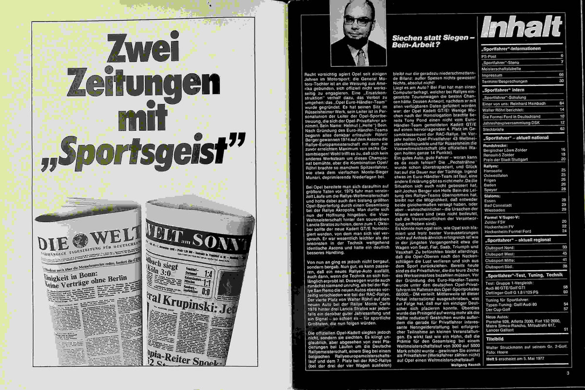Inhaltsverzeichnis Sport Fahrer 04/1977