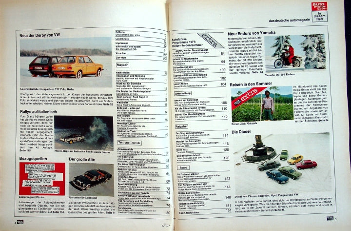 Inhaltsverzeichnis Auto Motor und Sport 04/1977