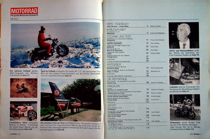 Inhaltsverzeichnis Motorrad 04/1977