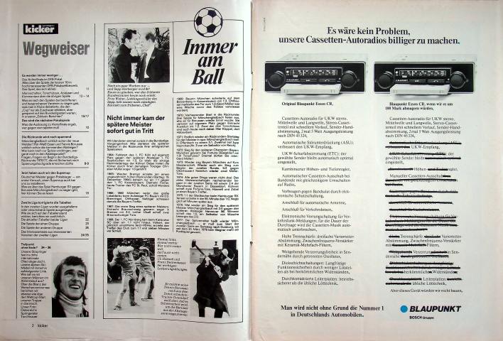 Inhaltsverzeichnis Kicker 04/1977
