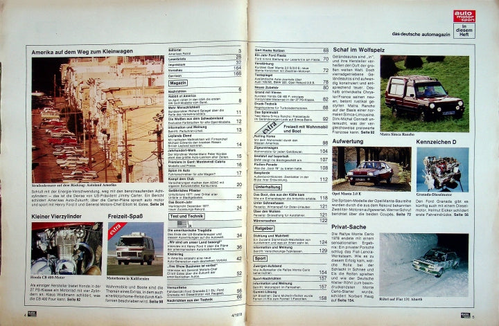Inhaltsverzeichnis Auto Motor und Sport 04/1978