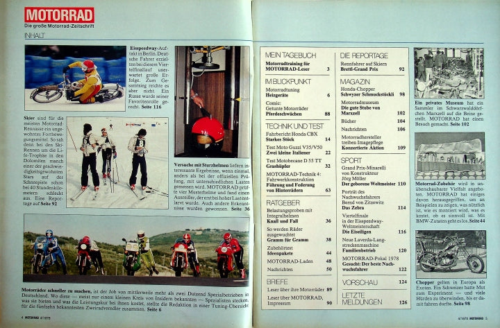 Inhaltsverzeichnis Motorrad 04/1978