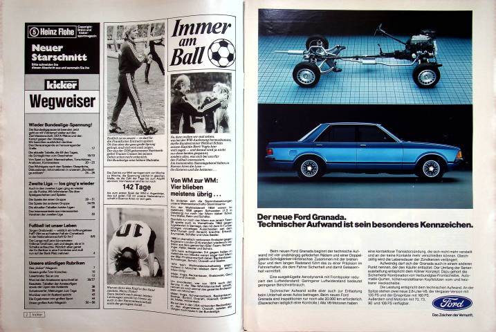 Inhaltsverzeichnis Kicker 04/1978