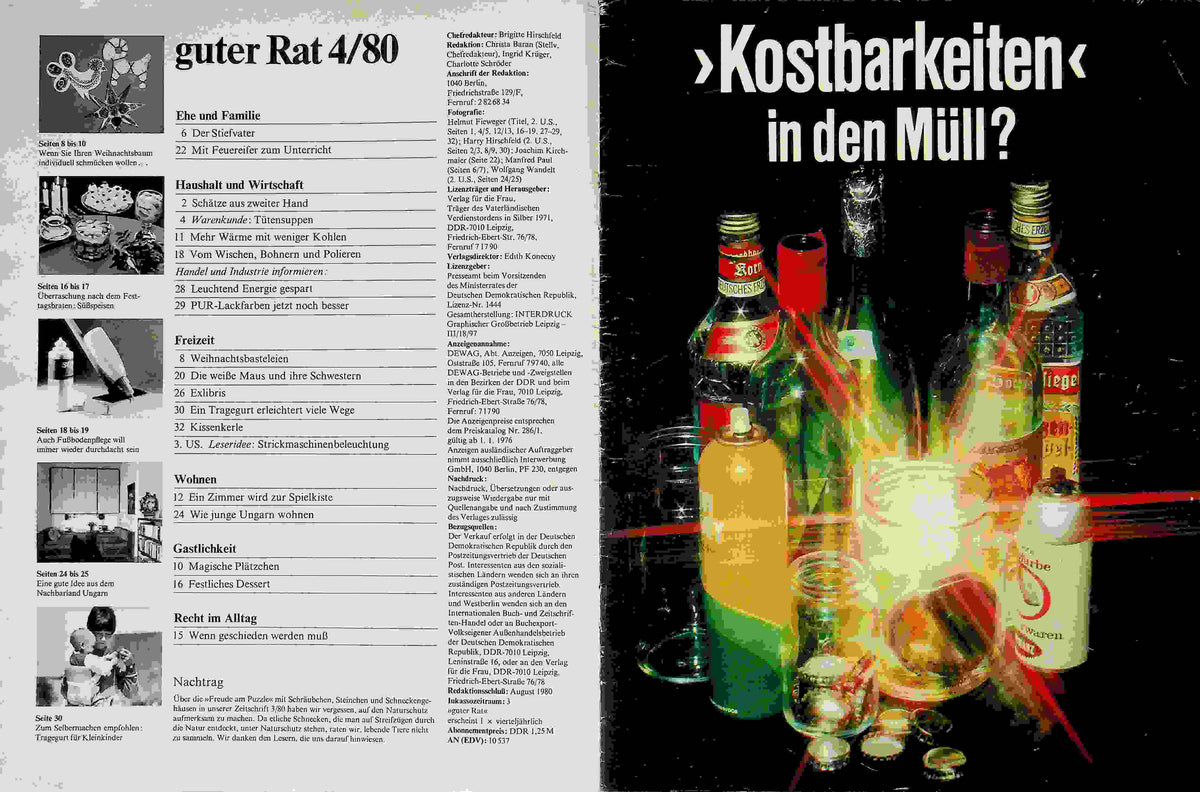 Inhaltsverzeichnis Guter Rat 04/1980
