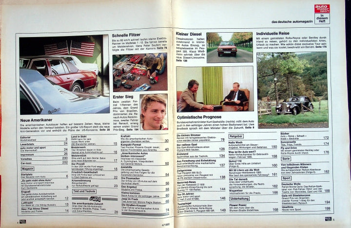 Inhaltsverzeichnis Auto Motor und Sport 04/1980