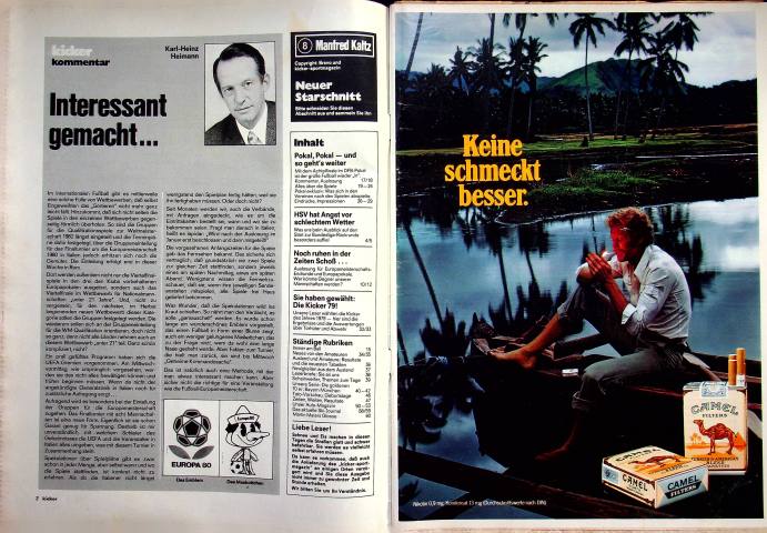 Inhaltsverzeichnis Kicker 04/1980