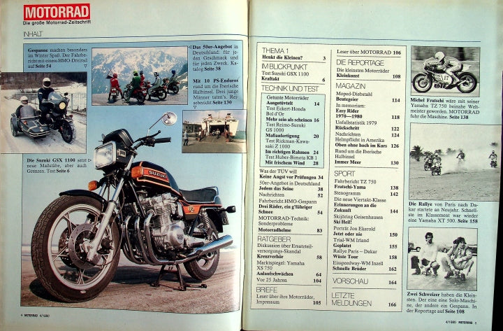 Inhaltsverzeichnis Motorrad 04/1980