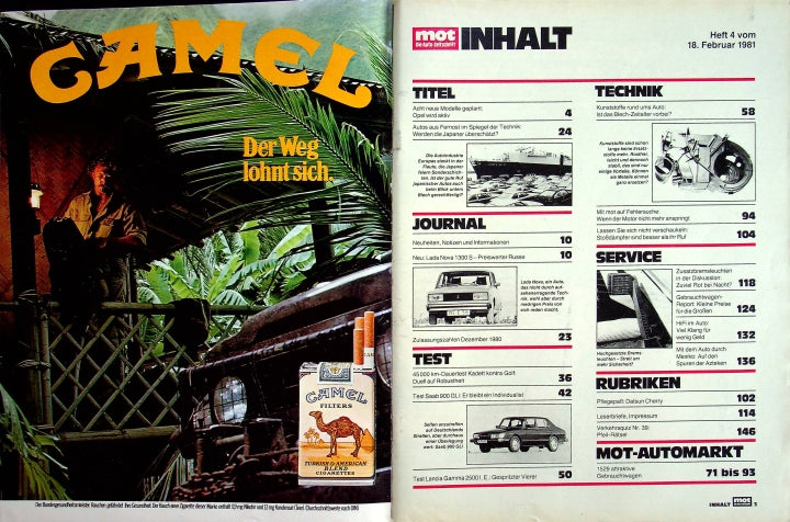 Inhaltsverzeichnis MOT 04/1981