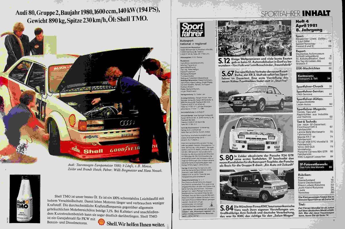 Inhaltsverzeichnis Sport Fahrer 04/1981
