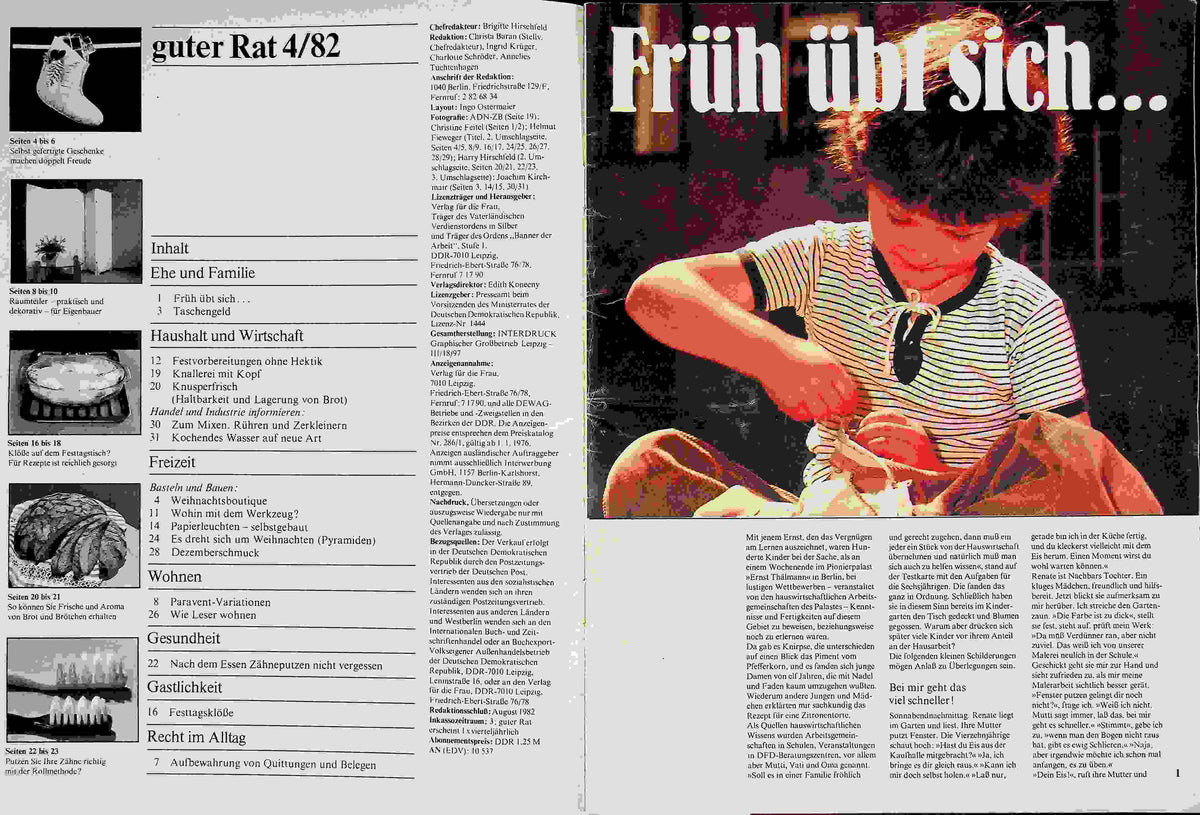 Inhaltsverzeichnis Guter Rat 04/1982