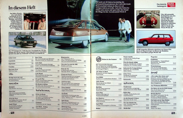 Inhaltsverzeichnis Auto Motor und Sport 04/1982