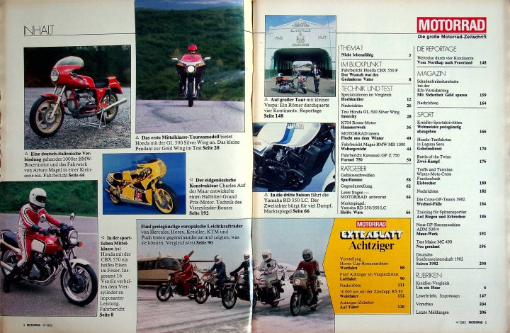 Inhaltsverzeichnis Motorrad 04/1982
