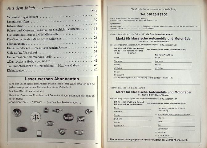 Inhaltsverzeichnis Oldtimer Markt 04/1982