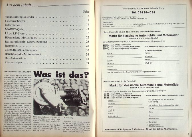 Inhaltsverzeichnis Oldtimer Markt 04/1983