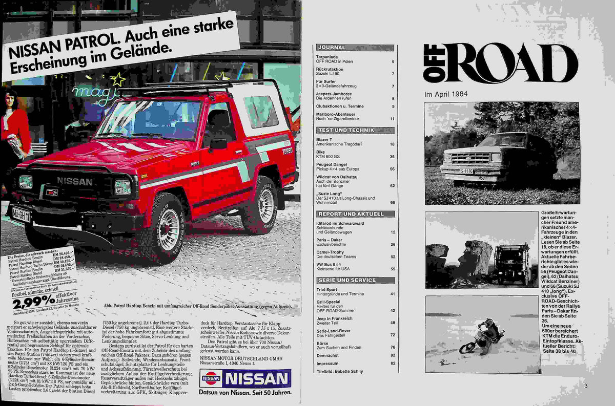 Inhaltsverzeichnis Offroad 04/1984