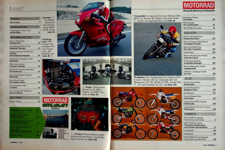 Inhaltsverzeichnis Motorrad 04/1984
