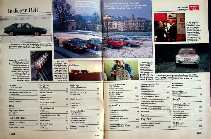 Inhaltsverzeichnis Auto Motor und Sport 04/1984