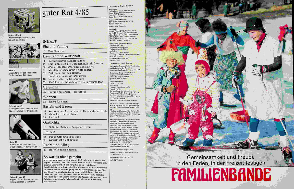 Inhaltsverzeichnis Guter Rat 04/1985