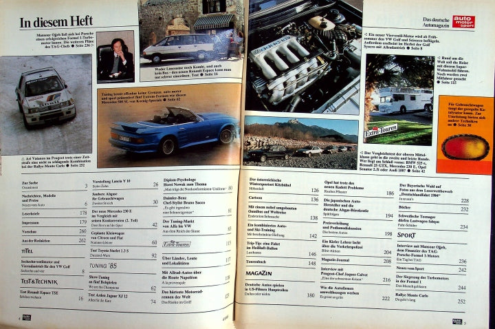 Inhaltsverzeichnis Auto Motor und Sport 04/1985