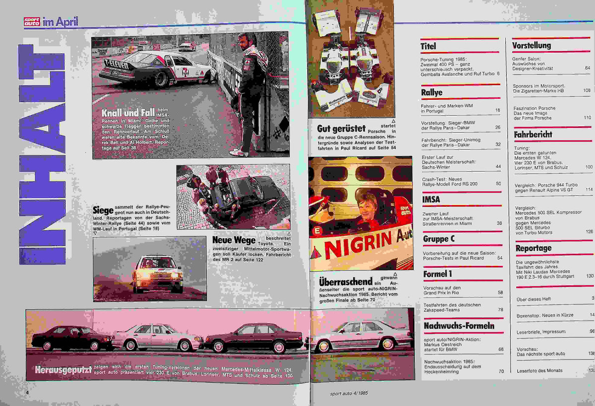 Inhaltsverzeichnis Sport Auto 04/1985