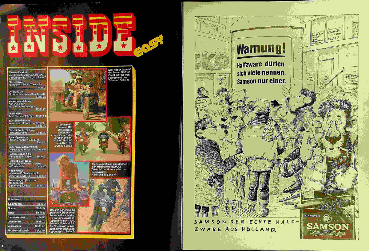 Inhaltsverzeichnis Easy Rider 04/1985