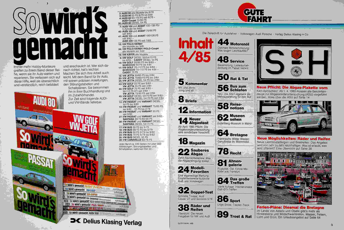 Inhaltsverzeichnis Gute Fahrt 04/1985