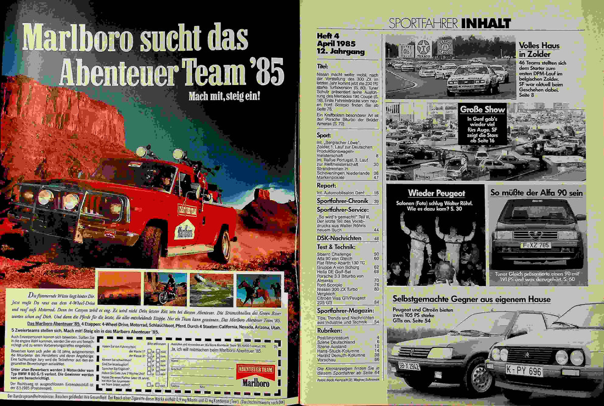 Inhaltsverzeichnis Sport Fahrer 04/1985