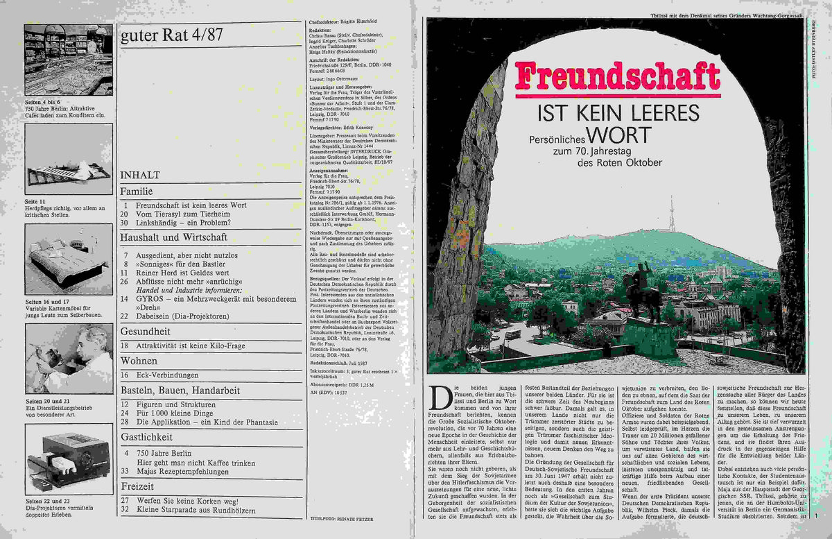 Inhaltsverzeichnis Guter Rat 04/1987