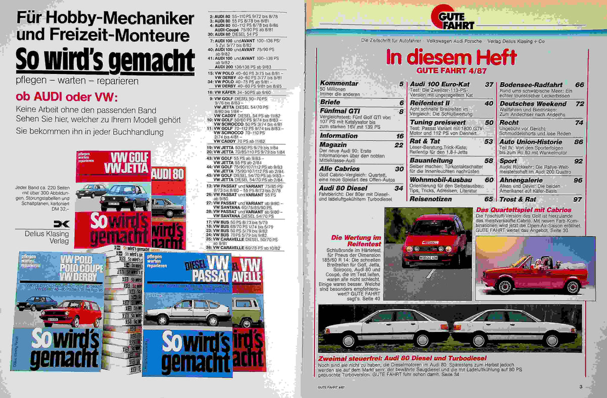 Inhaltsverzeichnis Gute Fahrt 04/1987