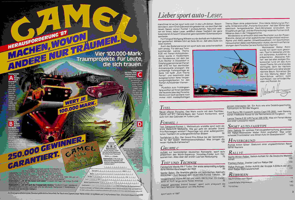Inhaltsverzeichnis Sport Auto 04/1987