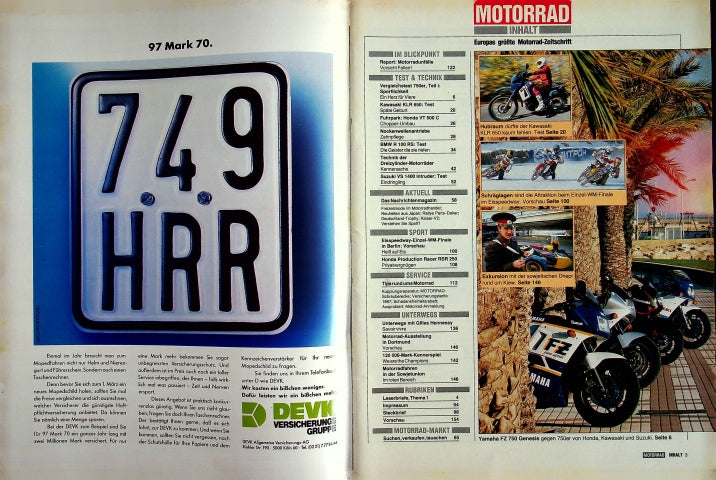 Inhaltsverzeichnis Motorrad 04/1987
