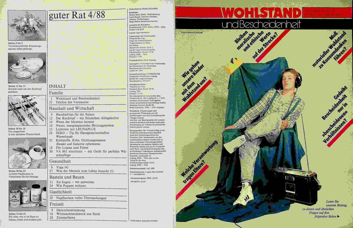 Inhaltsverzeichnis Guter Rat 04/1988