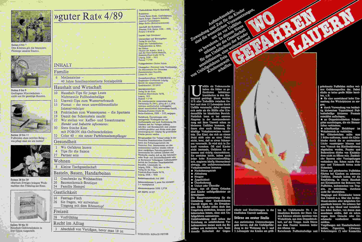 Inhaltsverzeichnis Guter Rat 04/1989