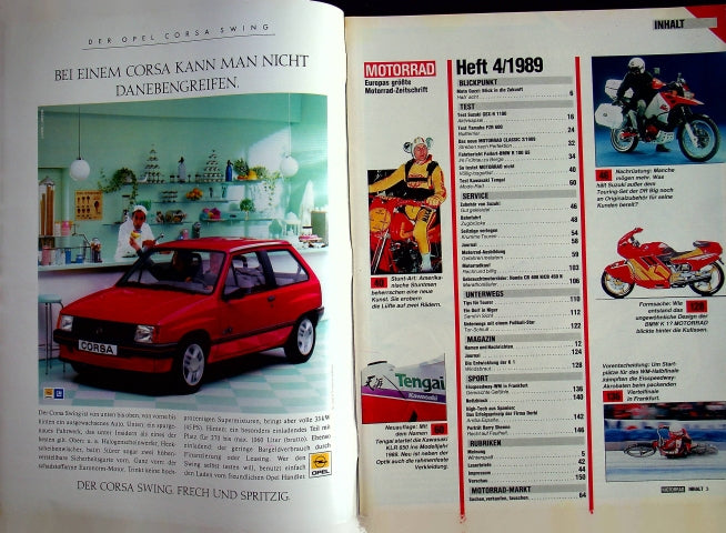 Inhaltsverzeichnis Motorrad 04/1989