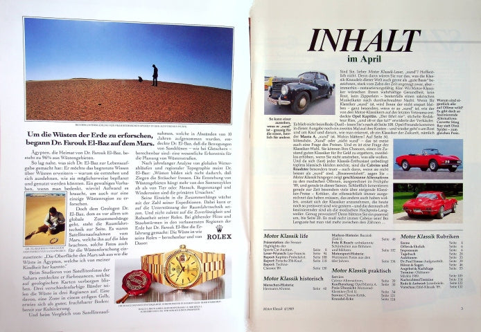 Inhaltsverzeichnis Motor Klassik 04/1989