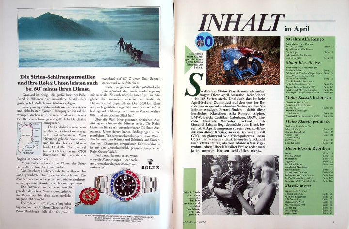 Inhaltsverzeichnis Motor Klassik 04/1990