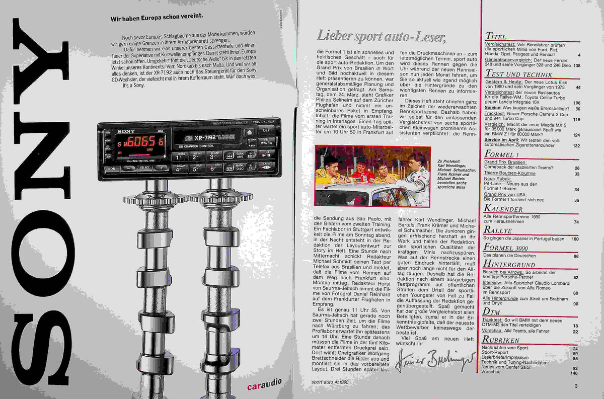 Inhaltsverzeichnis Sport Auto 04/1990