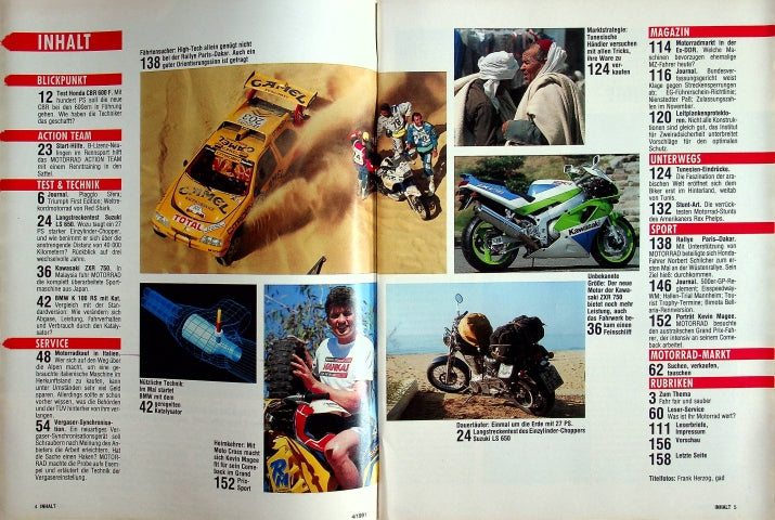 Inhaltsverzeichnis Motorrad 04/1991