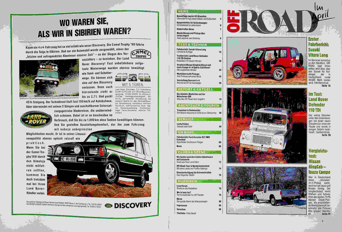 Inhaltsverzeichnis Offroad 04/1991