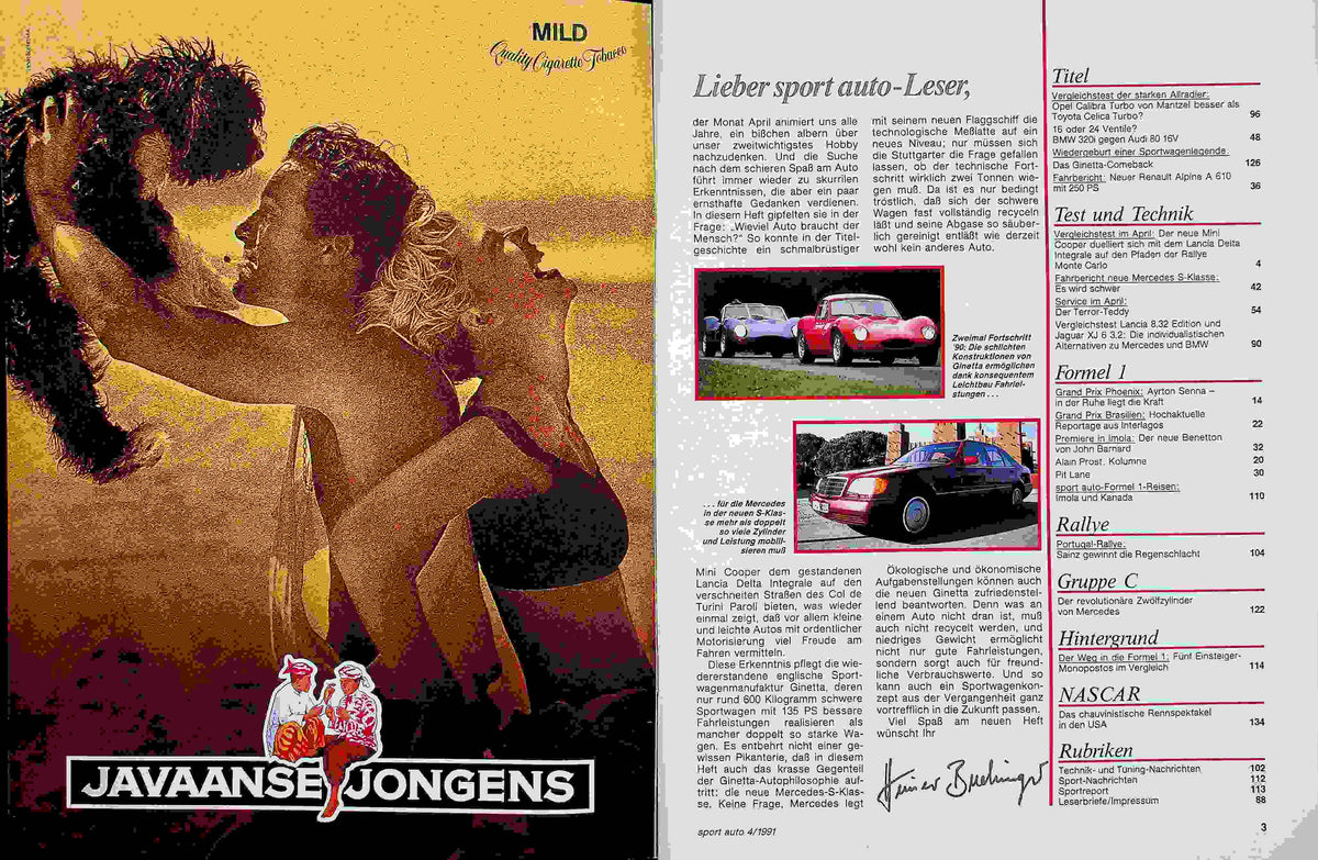 Inhaltsverzeichnis Sport Auto 04/1991