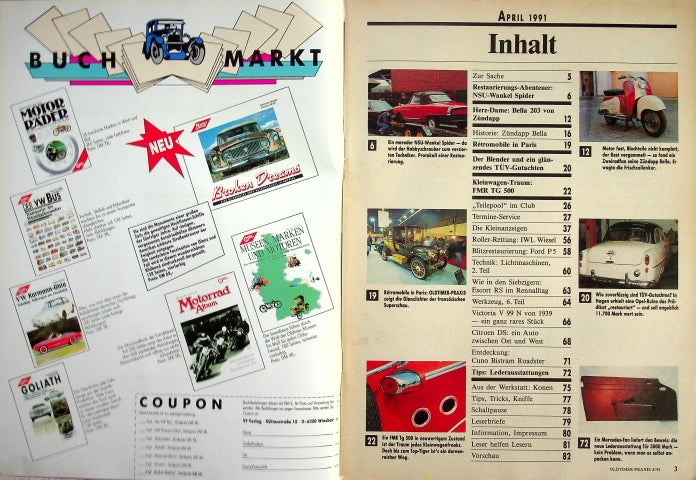 Inhaltsverzeichnis Oldtimer Praxis 04/1991